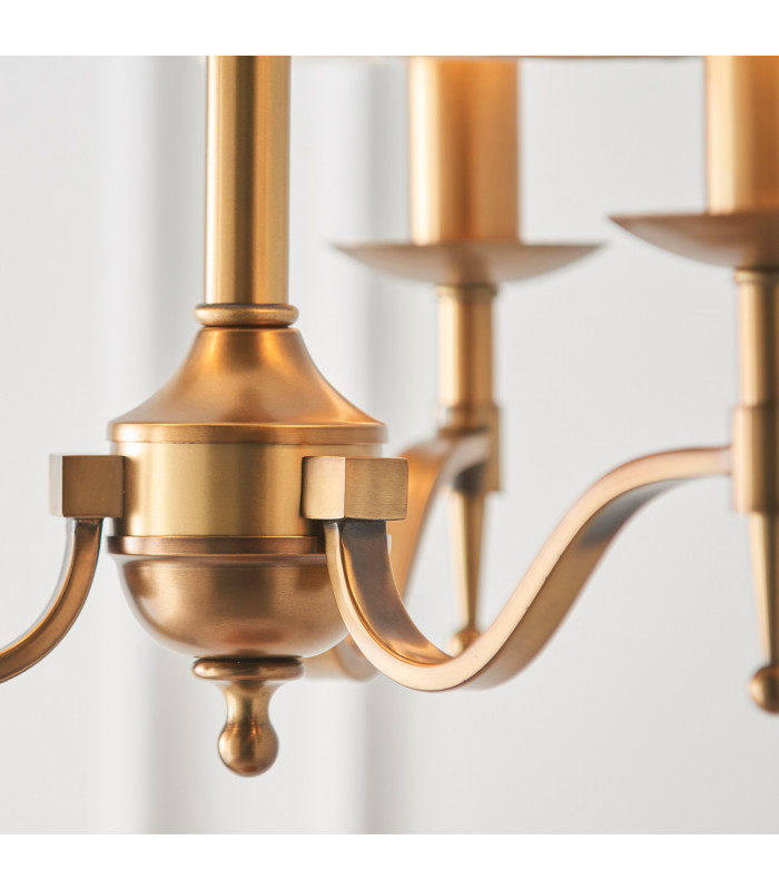 Stanford 3 Light Multi Arm Ceiling Pendant Chandelier Antique Brass E14-7
