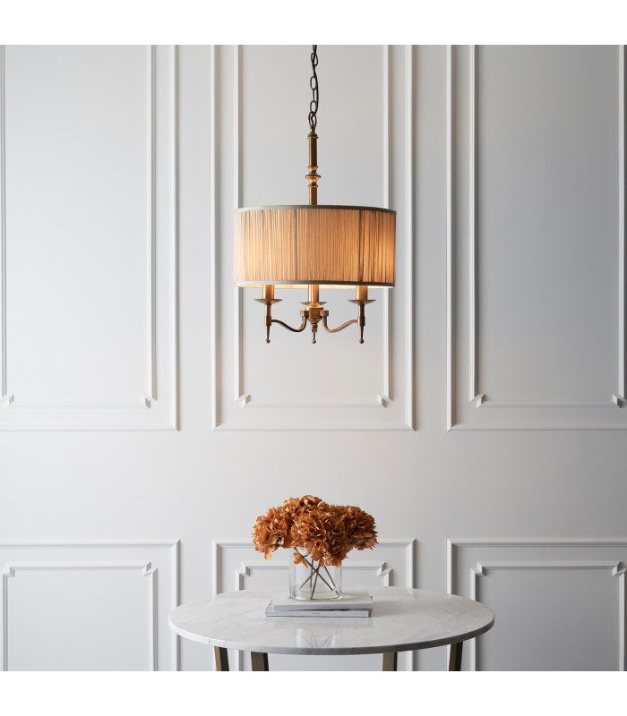 Stanford 3 Light Multi Arm Ceiling Pendant Chandelier Antique Brass E14-4