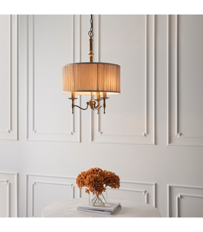 Stanford 3 Light Multi Arm Ceiling Pendant Chandelier Antique Brass E14-5
