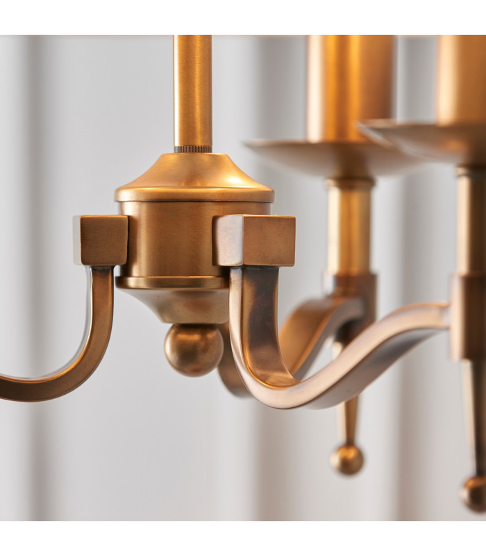 Stanford 3 Light Multi Arm Ceiling Pendant Chandelier Antique Brass E14-7