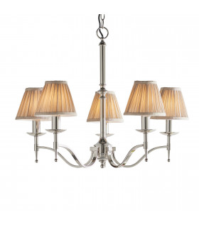 Stanford 5 Light Multi Arm Ceiling Pendant Chandelier Polished Nickel E14-1