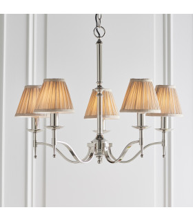 Stanford 5 Light Multi Arm Ceiling Pendant Chandelier Polished Nickel E14-2