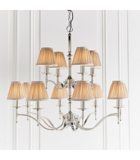 Stanford 12 Light Multi Arm Chandelier Polished Nickel Plate Finish E14-2