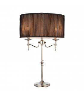 Stanford 2 Light Table Lamp Polished Nickel Plate with Black Shade E14-1