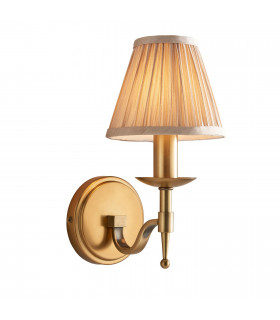 Stanford 1 Light Indoor Candle Wall Light Antique Brass with Beige Shade E14-1