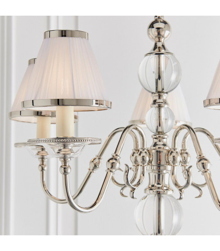 Tilburg 5 Light Multi Arm Ceiling Pendant Chandelier Polished Nickel Clear Crystal E14-5