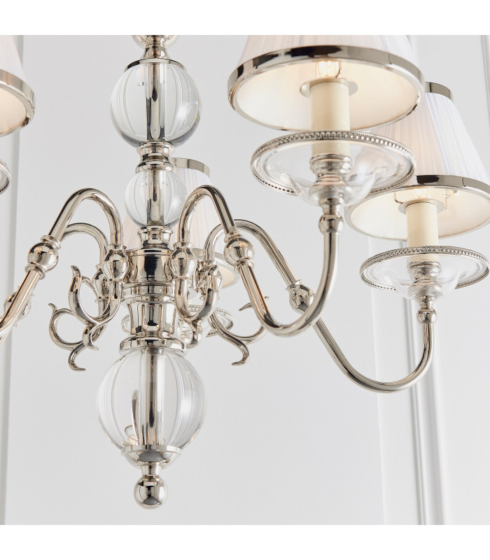 Tilburg 5 Light Multi Arm Ceiling Pendant Chandelier Polished Nickel Clear Crystal E14-7
