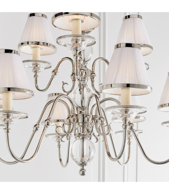 Tilburg 9 Light Multi Arm Chandelier Polished Nickel Plate & Crystal Finish E14-5