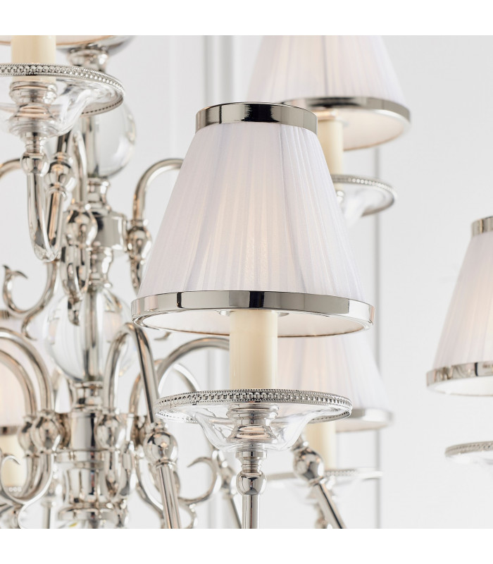 Tilburg 9 Light Multi Arm Chandelier Polished Nickel Plate & Crystal Finish E14-6