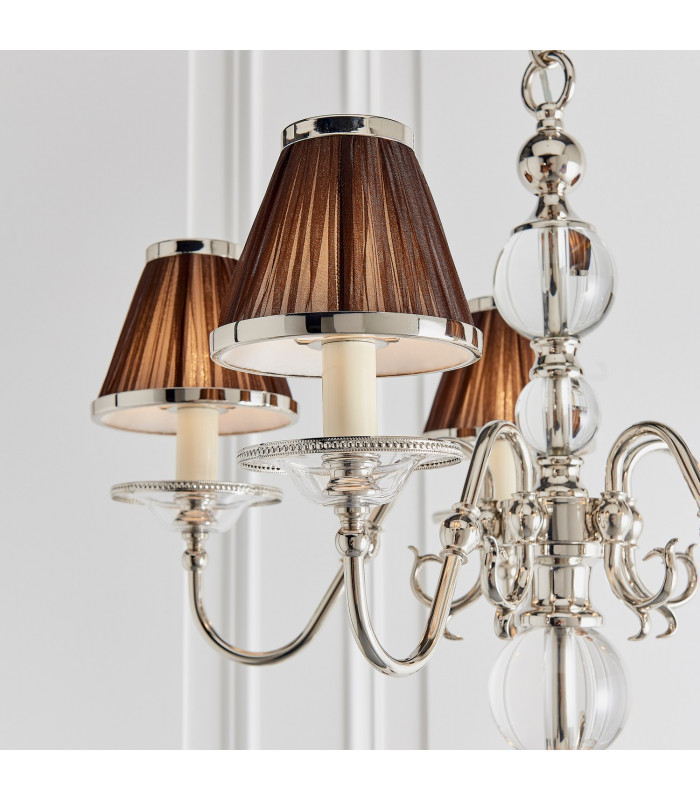 Tilburg 5 Light Multi Arm Ceiling Pendant Chandelier Polished Nickel Clear Crystal E14-5