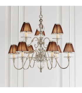 Tilburg 9 Light Multi Arm Chandelier Polished Nickel Plate & Crystal Finish E14-2