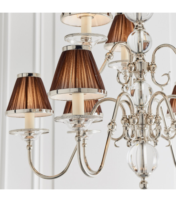 Tilburg 9 Light Multi Arm Chandelier Polished Nickel Plate & Crystal Finish E14-5