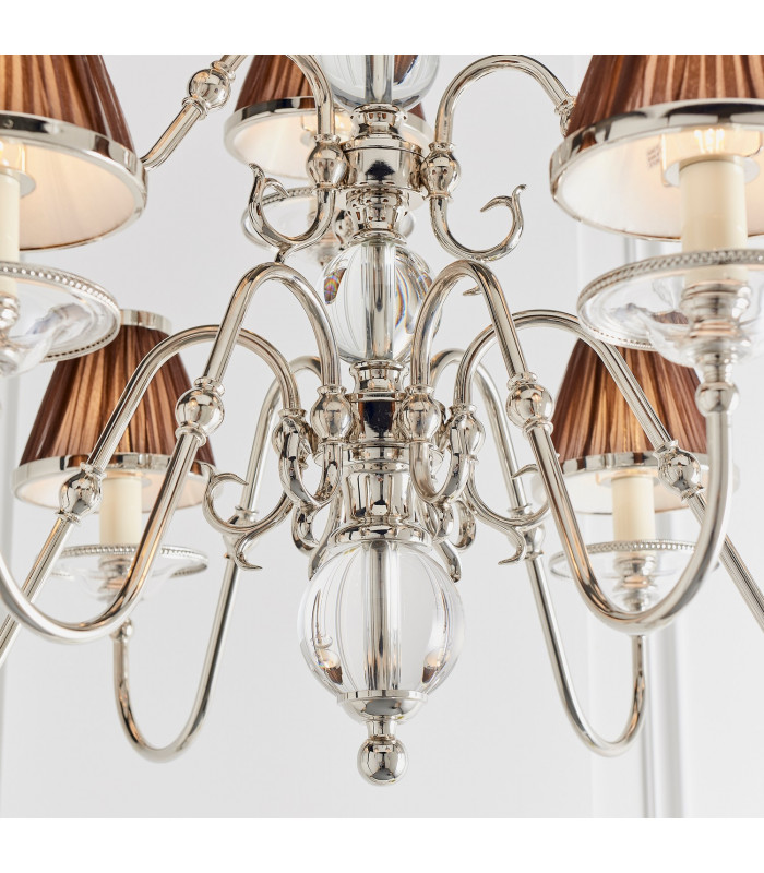 Tilburg 9 Light Multi Arm Chandelier Polished Nickel Plate & Crystal Finish E14-6