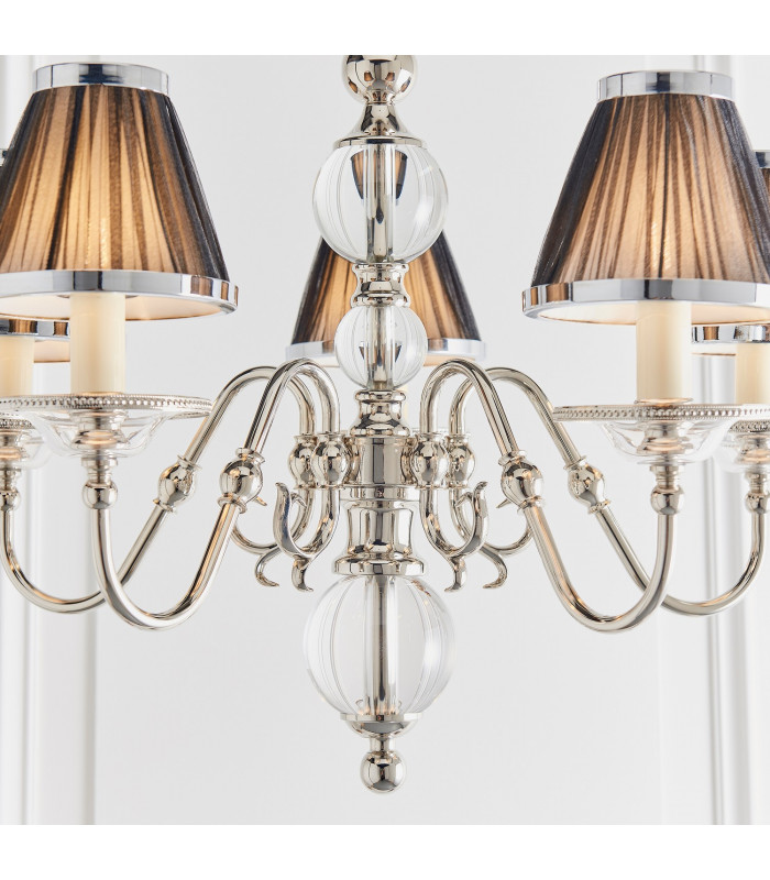 Tilburg 5 Light Multi Arm Ceiling Pendant Chandelier Polished Nickel Clear Crystal E14-5