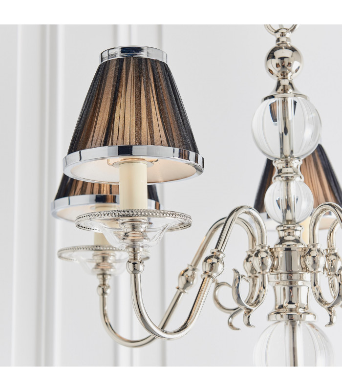 Tilburg 5 Light Multi Arm Ceiling Pendant Chandelier Polished Nickel Clear Crystal E14-6