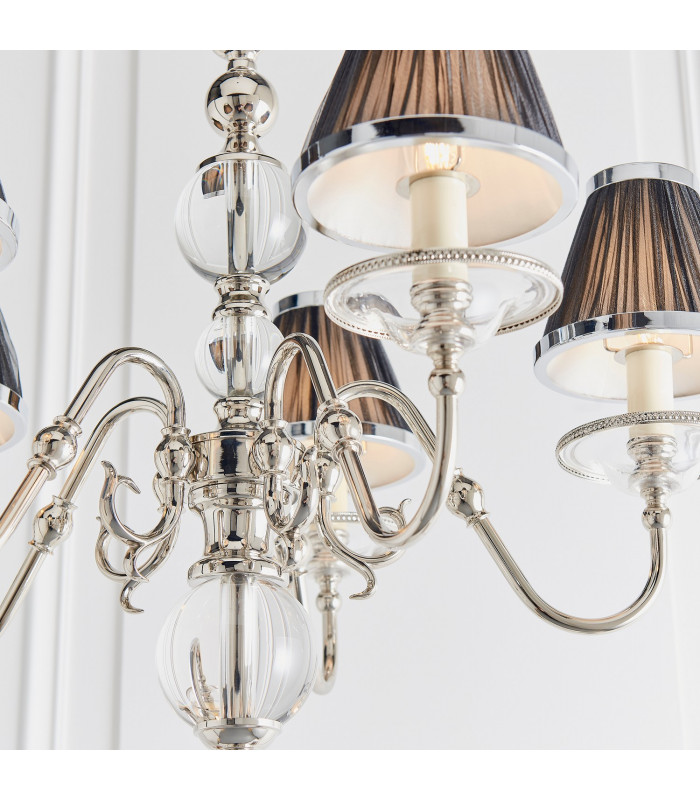 Tilburg 5 Light Multi Arm Ceiling Pendant Chandelier Polished Nickel Clear Crystal E14-7