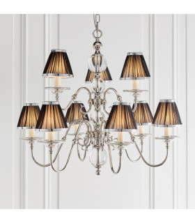 Tilburg 9 Light Multi Arm Chandelier Polished Nickel Plate & Crystal Finish E14-2