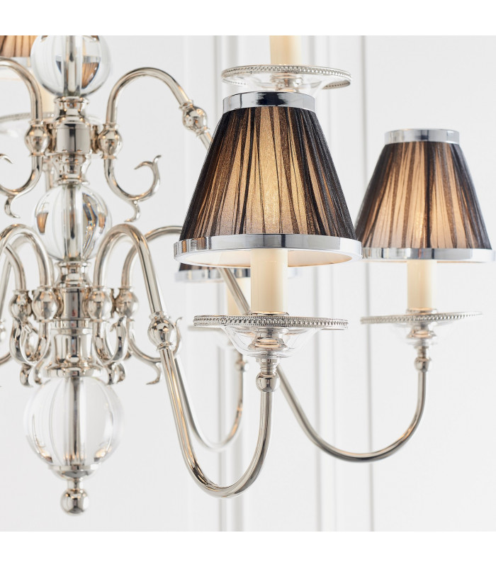 Tilburg 9 Light Multi Arm Chandelier Polished Nickel Plate & Crystal Finish E14-5