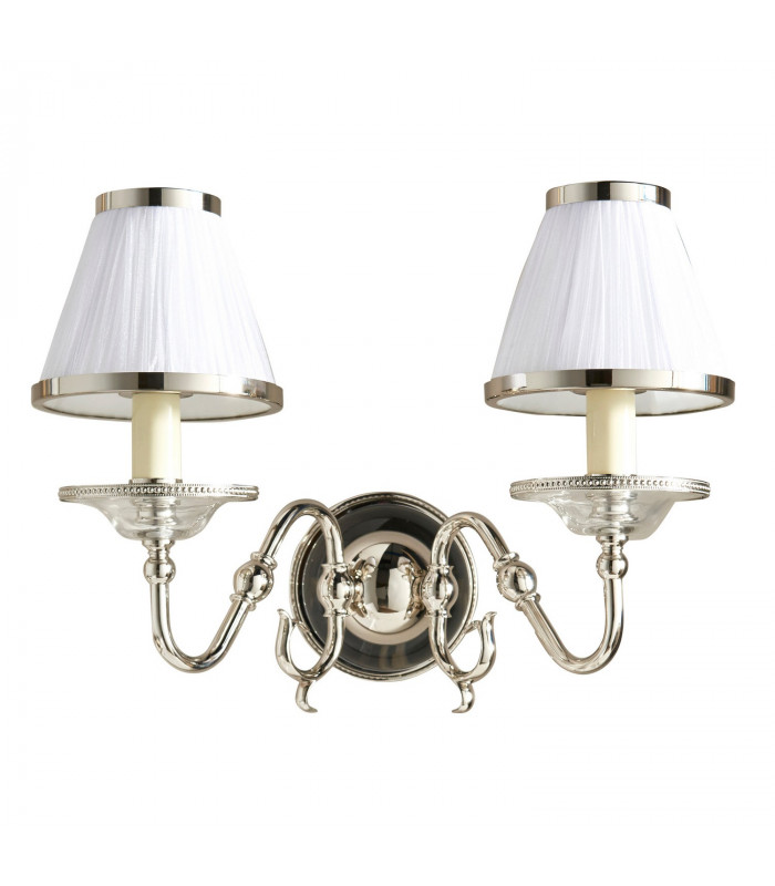 Tilburg 2 Light Indoor Twin Candle Wall Light Polished Nickel Plate with with Crystal E14-10