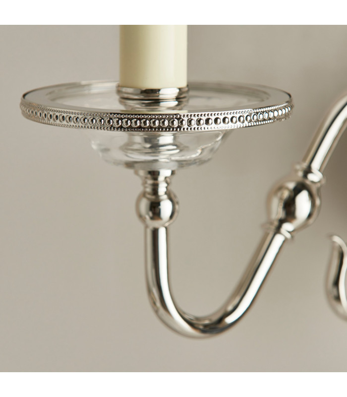 Tilburg 2 Light Indoor Twin Candle Wall Light Polished Nickel Plate with Crystal E14-4