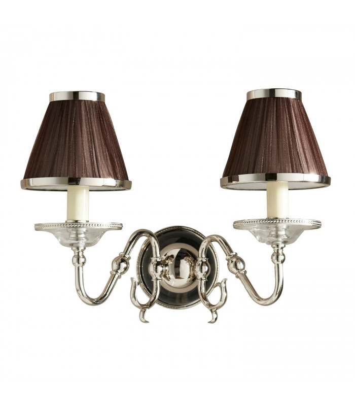 Tilburg 2 Light Indoor Twin Candle Wall Light Polished Nickel Plate with Crystal E14-10