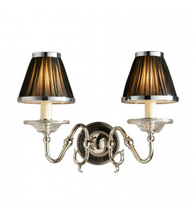 Tilburg 2 Light Indoor Twin Candle Wall Light Polished Nickel Plate with Crystal E14-1