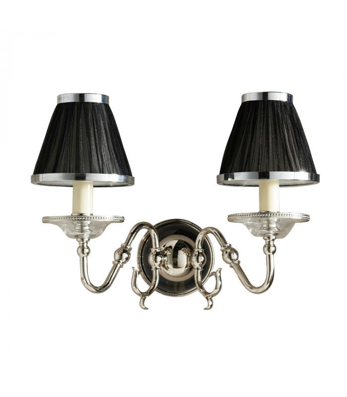 Tilburg 2 Light Indoor Twin Candle Wall Light Polished Nickel Plate with Crystal E14-10