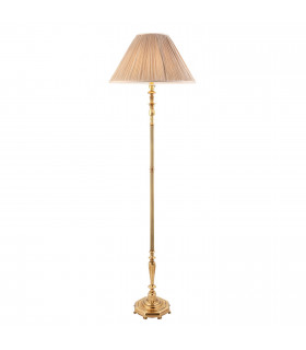 Asquith 1 Light Floor Lamp Solid Brass Beige Organza Effect Fabric Shade B22-1