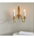 Asquith 2 Light Indoor Twin Candle Wall Light Solid Brass Beige Organza Effect Fabric with Beige Shades E14-8