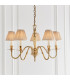 Asquith 5 Light Multi Arm Ceiling Pendant Chandelier Solid Brass Beige organza effect fabric E14-2