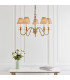 Asquith 5 Light Multi Arm Ceiling Pendant Chandelier Solid Brass Beige organza effect fabric E14-3