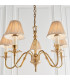 Asquith 5 Light Multi Arm Ceiling Pendant Chandelier Solid Brass Beige organza effect fabric E14-4