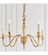 Asquith 5 Light Multi Arm Ceiling Pendant Chandelier Solid Brass Beige organza effect fabric E14-7