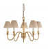 Asquith 5 Light Multi Arm Ceiling Pendant Chandelier Solid Brass Beige organza effect fabric E14-8