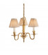 Asquith 3 Light Multi Arm Ceiling Pendant Chandelier Solid Brass Beige organza effect fabric E14-1