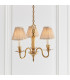 Asquith 3 Light Multi Arm Ceiling Pendant Chandelier Solid Brass Beige organza effect fabric E14-2