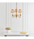 Asquith 3 Light Multi Arm Ceiling Pendant Chandelier Solid Brass Beige organza effect fabric E14-3