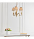 Asquith 3 Light Multi Arm Ceiling Pendant Chandelier Solid Brass Beige organza effect fabric E14-4