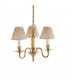 Asquith 3 Light Multi Arm Ceiling Pendant Chandelier Solid Brass Beige organza effect fabric E14-9