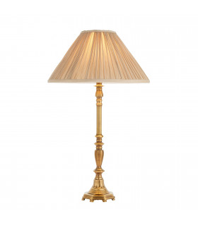 Asquith 1 Light Table Lamp Solid Brass Beige Organza Effect Fabric Shade B22-1