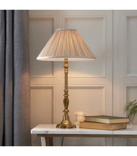 Asquith 1 Light Table Lamp Solid Brass Beige Organza Effect Fabric Shade B22-2
