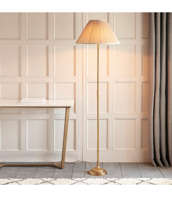 Fitzroy 1 Light Floor Lamp Brass with Beige Shade B22-2