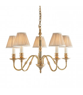 Fitzroy 5 Light Multi Arm Ceiling Pendant Candle Chandelier Brass E14-1