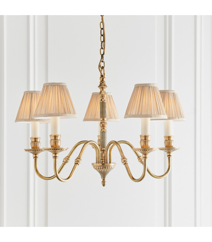 Fitzroy 5 Light Multi Arm Ceiling Pendant Candle Chandelier Brass E14-2