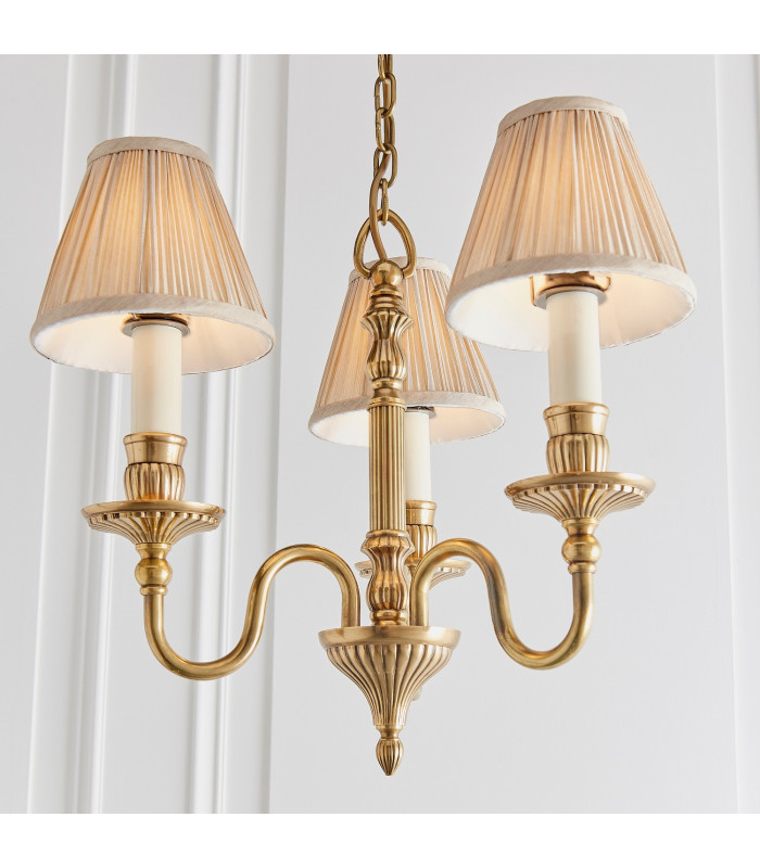 Fitzroy 3 Light Multi Arm Ceiling Pendant Candle Chandelier Brass E14-5