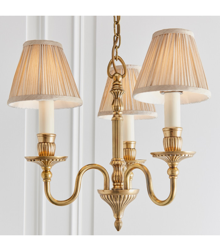 Fitzroy 3 Light Multi Arm Ceiling Pendant Candle Chandelier Brass E14-6