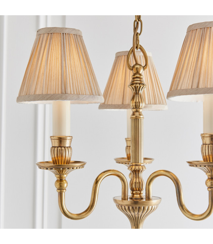Fitzroy 3 Light Multi Arm Ceiling Pendant Candle Chandelier Brass E14-7