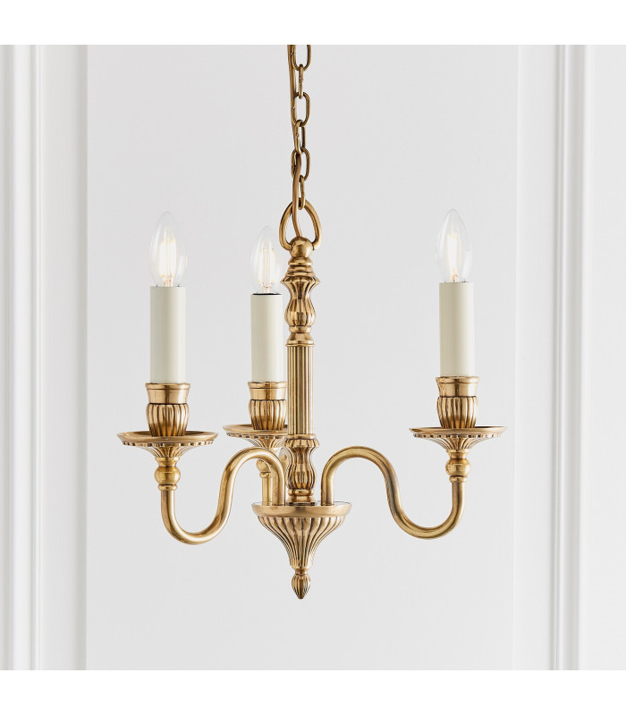 Fitzroy 3 Light Multi Arm Ceiling Pendant Candle Chandelier Brass E14-8