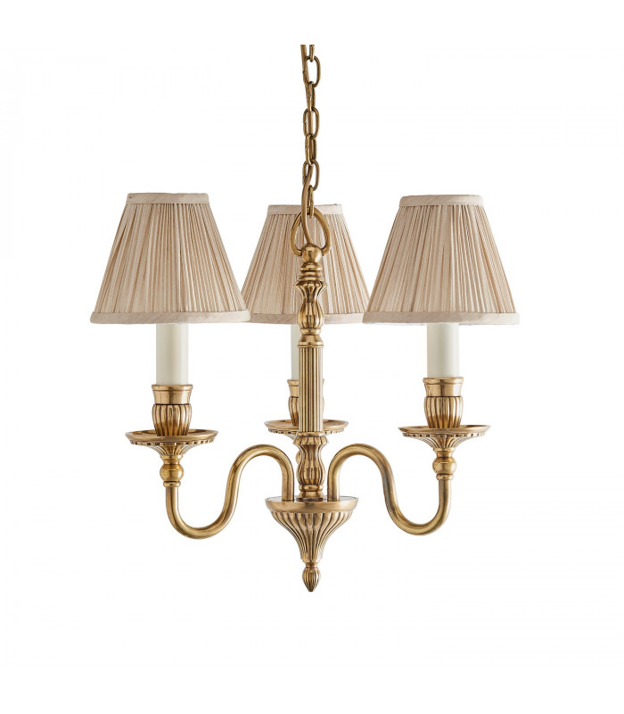 Fitzroy 3 Light Multi Arm Ceiling Pendant Candle Chandelier Brass E14-9