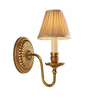 Fitzroy 1 Light Indoor Candle Wall Light Brass with Beige Shade E14-1